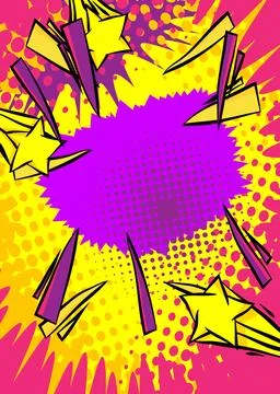 Cartoon purple yellow background, comic book backdrop. Retro vector comics .. Stockillustratie