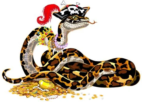 Cartoon python pirate Stock Illustration