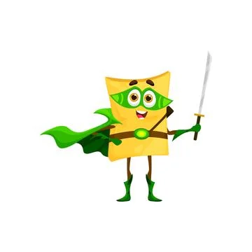 Cartoon quadretti pasta superhero vector character Stock Illustration