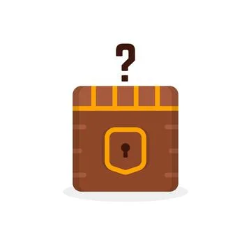 Cartoon question box like treasure Stock Illustration