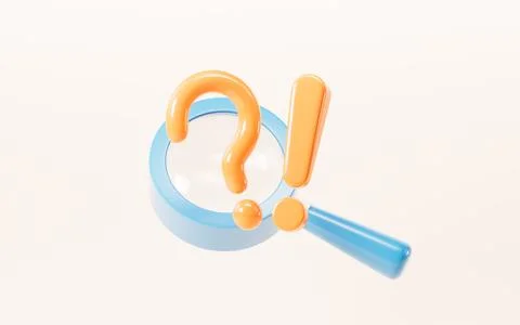 Cartoon question mark and exclamation point, chat mark, 3d rendering. Stock Illustration