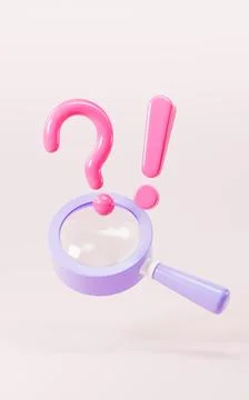 Cartoon question mark and exclamation point, chat mark, 3d rendering. Stock Illustration