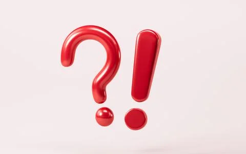 Cartoon question mark and exclamation point, chat mark, 3d rendering. Stock Illustration