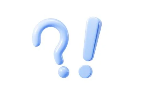 Cartoon question mark and exclamation point, chat mark, 3d rendering. Stock Illustration