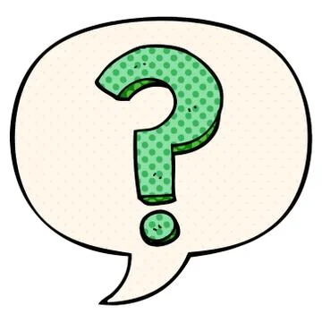 Cartoon question mark and speech bubble in comic book style Stock Illustration