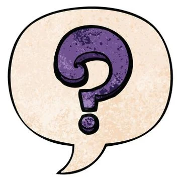 Cartoon question mark and speech bubble in retro texture style Stock Illustration