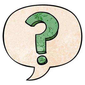 Cartoon question mark and speech bubble in retro texture style Stock Illustration