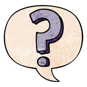 Cartoon question mark and speech bubble in retro texture style Stock Illustration