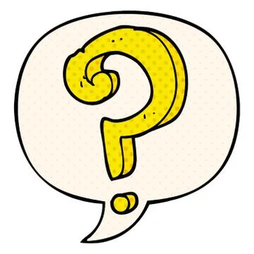Cartoon question mark and speech bubble in comic book style Stock Illustration