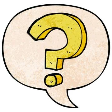 Cartoon question mark and speech bubble in retro texture style Stock Illustration