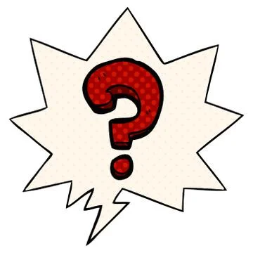 Cartoon question mark and speech bubble in comic book style Stock Illustration