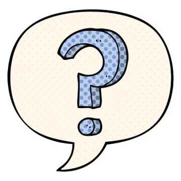Cartoon question mark and speech bubble in comic book style Stock Illustration