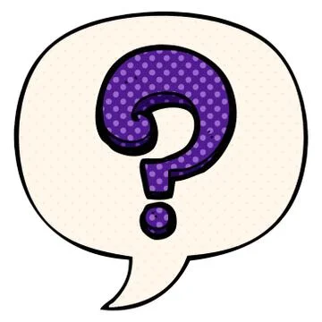 Cartoon question mark and speech bubble in comic book style Stock Illustration