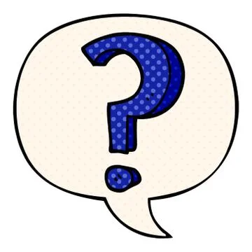 Cartoon question mark and speech bubble in comic book style Stock Illustration