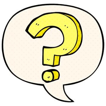 Cartoon question mark and speech bubble in comic book style Stock Illustration