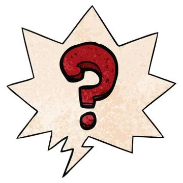 Cartoon question mark and speech bubble in retro texture style Stock Illustration