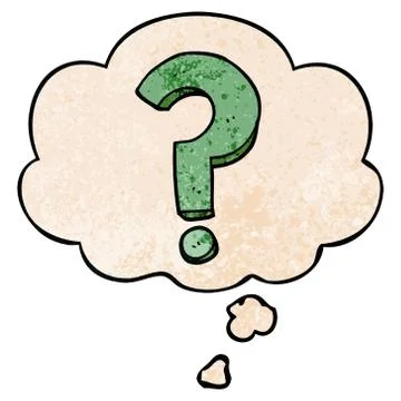 Cartoon question mark and thought bubble in grunge texture pattern style Stock Illustration