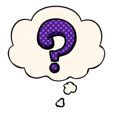 Cartoon question mark and thought bubble in comic book style Stock Illustration