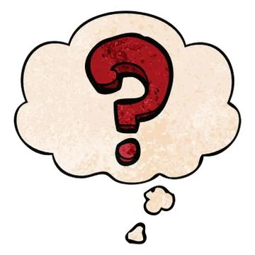 Cartoon question mark and thought bubble in grunge texture pattern style Stock Illustration