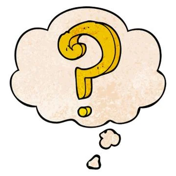 Cartoon question mark and thought bubble in grunge texture pattern style イラスト素材