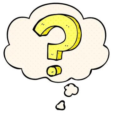 Cartoon question mark and thought bubble in comic book style Stock Illustration