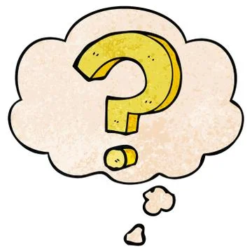 Cartoon question mark and thought bubble in grunge texture pattern style Stock Illustration