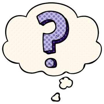 Cartoon question mark and thought bubble in comic book style Stock Illustration