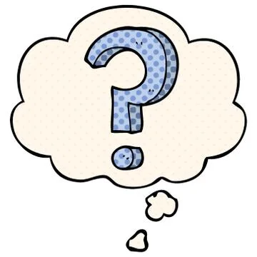 Cartoon question mark and thought bubble in comic book style Stock Illustration