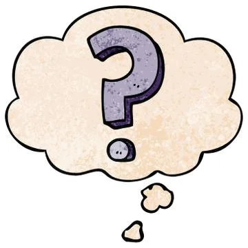 Cartoon question mark and thought bubble in grunge texture pattern style Stock Illustration