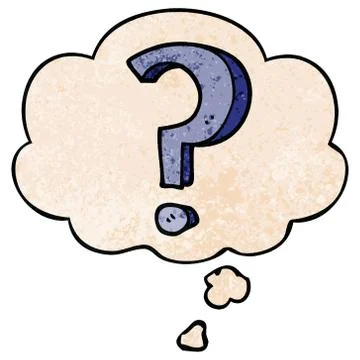 Cartoon question mark and thought bubble in grunge texture pattern style Stock Illustration