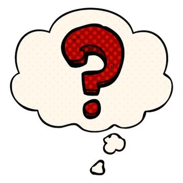 Cartoon question mark and thought bubble in comic book style Stock Illustration