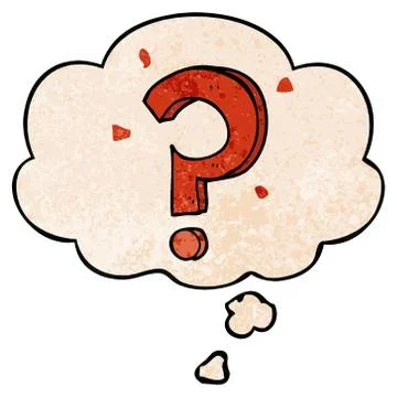 Cartoon question mark and thought bubble in grunge texture pattern style Stock Illustration