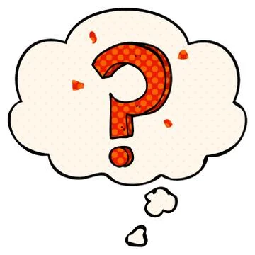 Cartoon question mark and thought bubble in comic book style Stock Illustration
