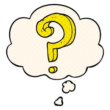 Cartoon question mark and thought bubble in comic book style Stock Illustration