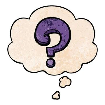 Cartoon question mark and thought bubble in grunge texture pattern style Stockillustratie