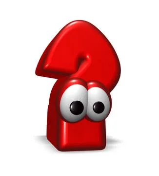Cartoon question mark with eyes on white background - 3d illustration Stock Illustration