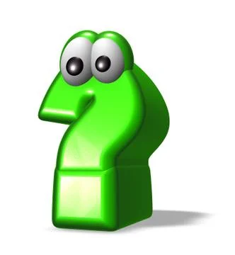 Cartoon question mark with eyes on white background - 3d illustration Stock Illustration
