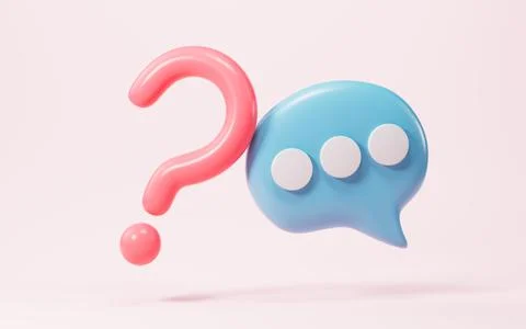 Cartoon question mark, faq problem solution symbol, chat symbol , 3d renderin イラスト素材
