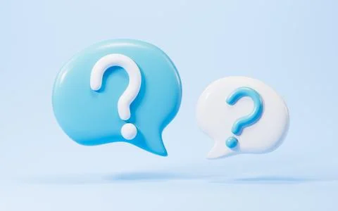 Cartoon question mark, faq problem solution symbol, chat symbol , 3d renderin Illustrazione stock