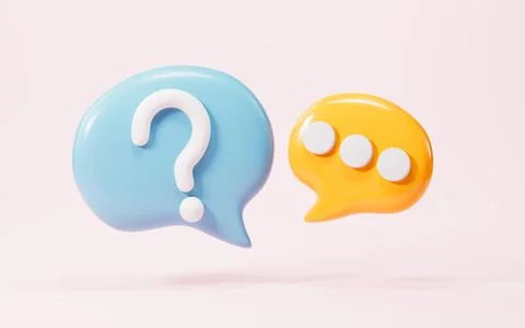 Cartoon question mark, faq problem solution symbol, chat symbol , 3d renderin Stock Illustration