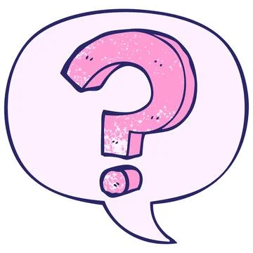 Cartoon question mark with speech bubble in retro texture style in bright n.. Stock Illustration