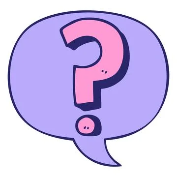 Cartoon question mark with speech bubble in bright neon color Stock Illustration