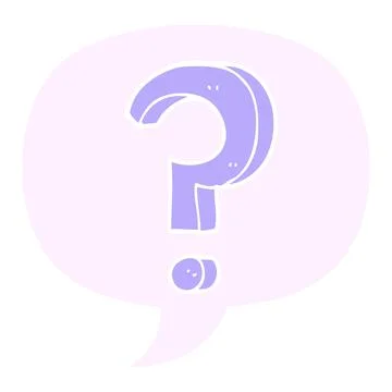 Cartoon question mark with speech bubble in retro style in bright neon color Stock Illustration
