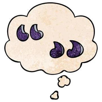Cartoon quotation marks and thought bubble in grunge texture pattern style Illustrazione stock