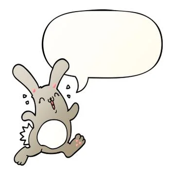 Cartoon rabbit and speech bubble in smooth gradient style Stock Illustration