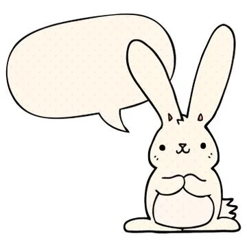 Cartoon rabbit and speech bubble in comic book style Stock Illustration