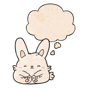 Cartoon rabbit and thought bubble in grunge texture pattern style Stockillustratie
