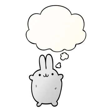 Cartoon rabbit and thought bubble in smooth gradient style Stock Illustration