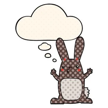 Cartoon rabbit and thought bubble in comic book style Stock Illustration
