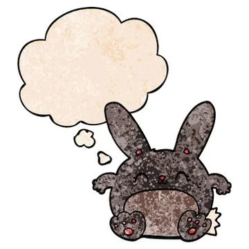 Cartoon rabbit and thought bubble in grunge texture pattern style Stock Illustration